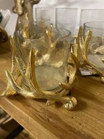 Kerzenhalter Hirsch aus Alu Gold & Glas