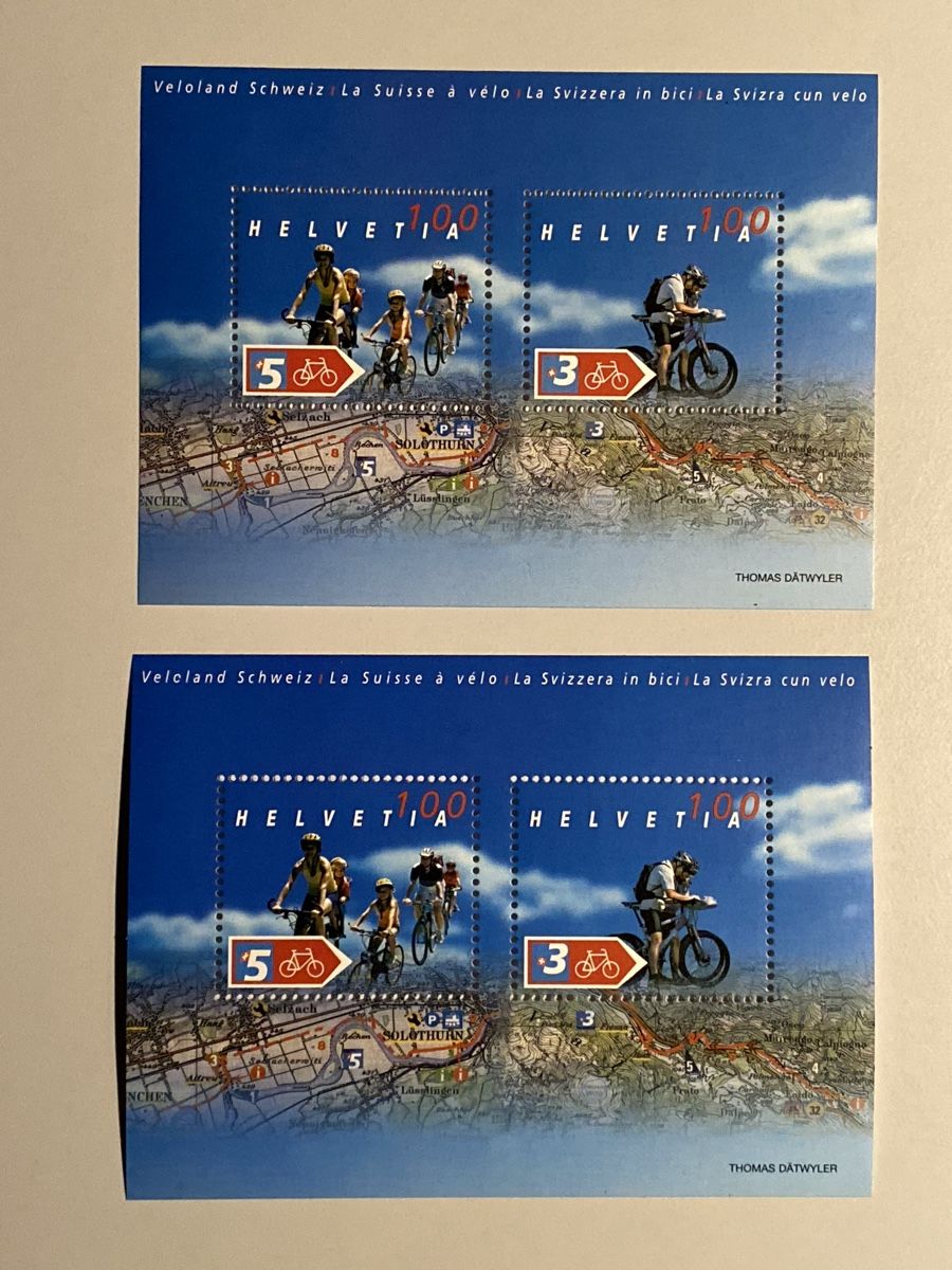Tutti i francobolli: Abart, 2 x Veloblock, links normal, rechts abart** – Usato da Emmenbrücke venduto da Raro-Valioso 1