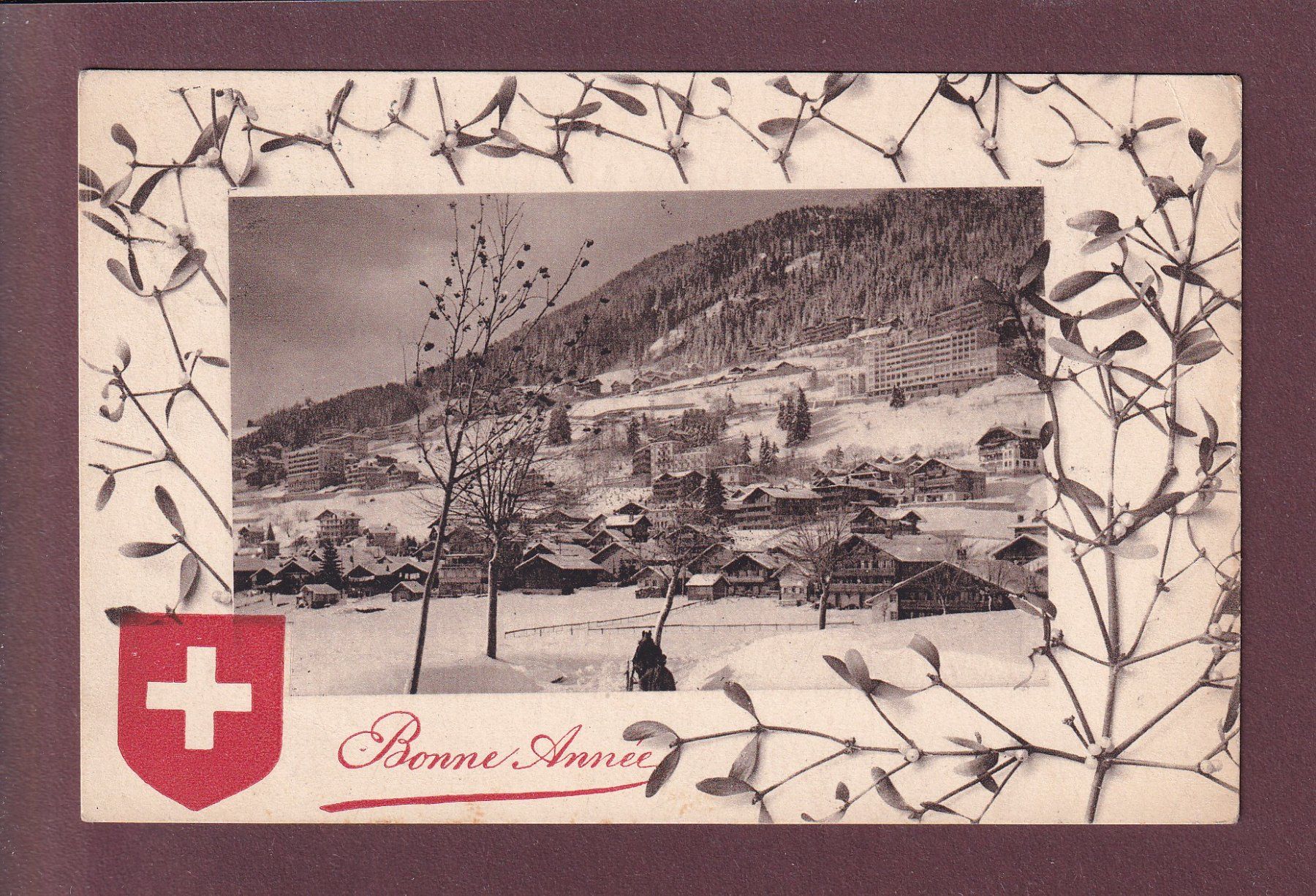 Cartoline postali: LEYSIN - Bonne Année - 1917 – Usato da Pully venduto da nicecards