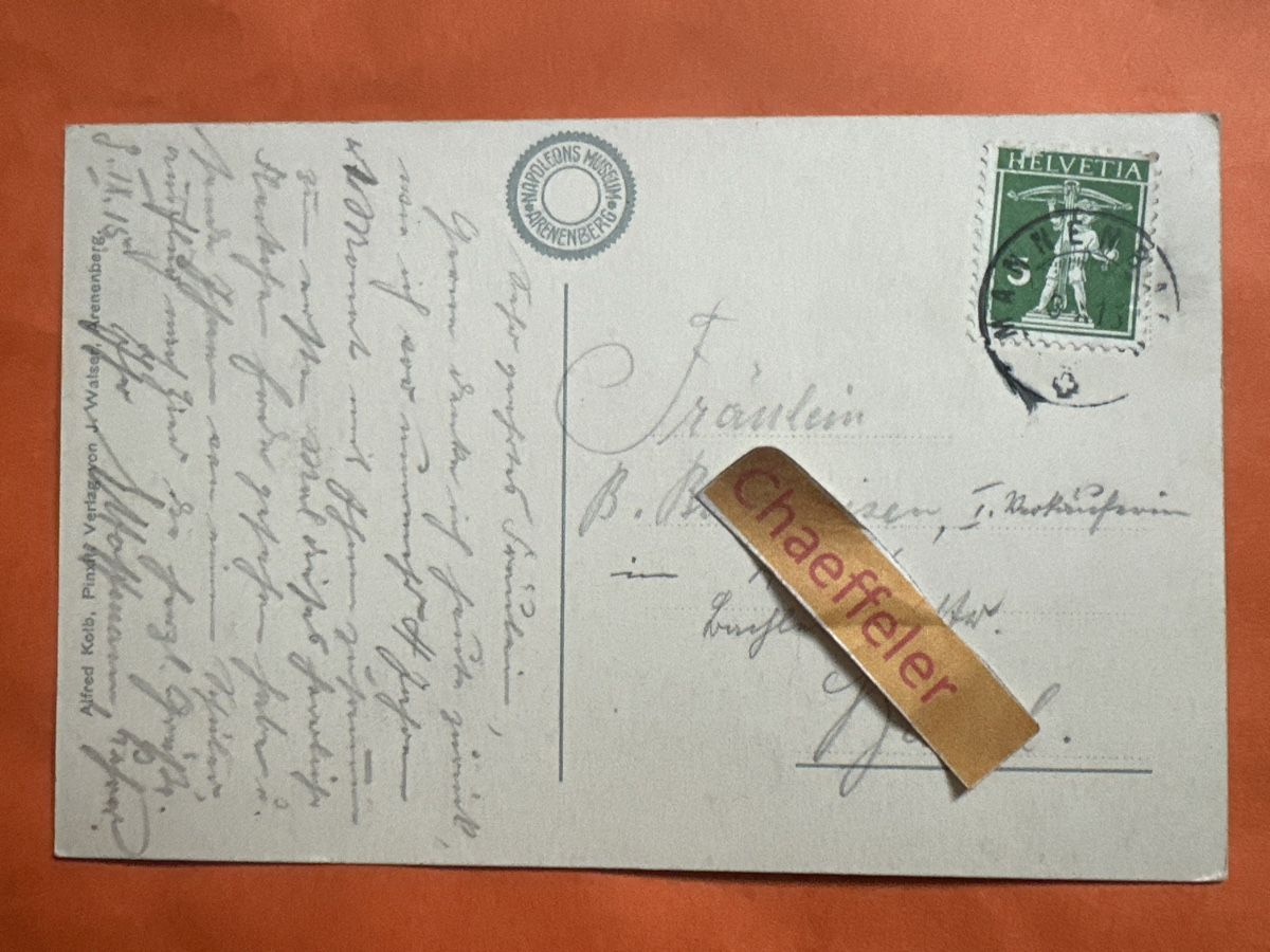 Cartoline postali:  1913 Schloss Arenenberg Thurgau  – Usato da Zürich venduto da Chaeffeler 1