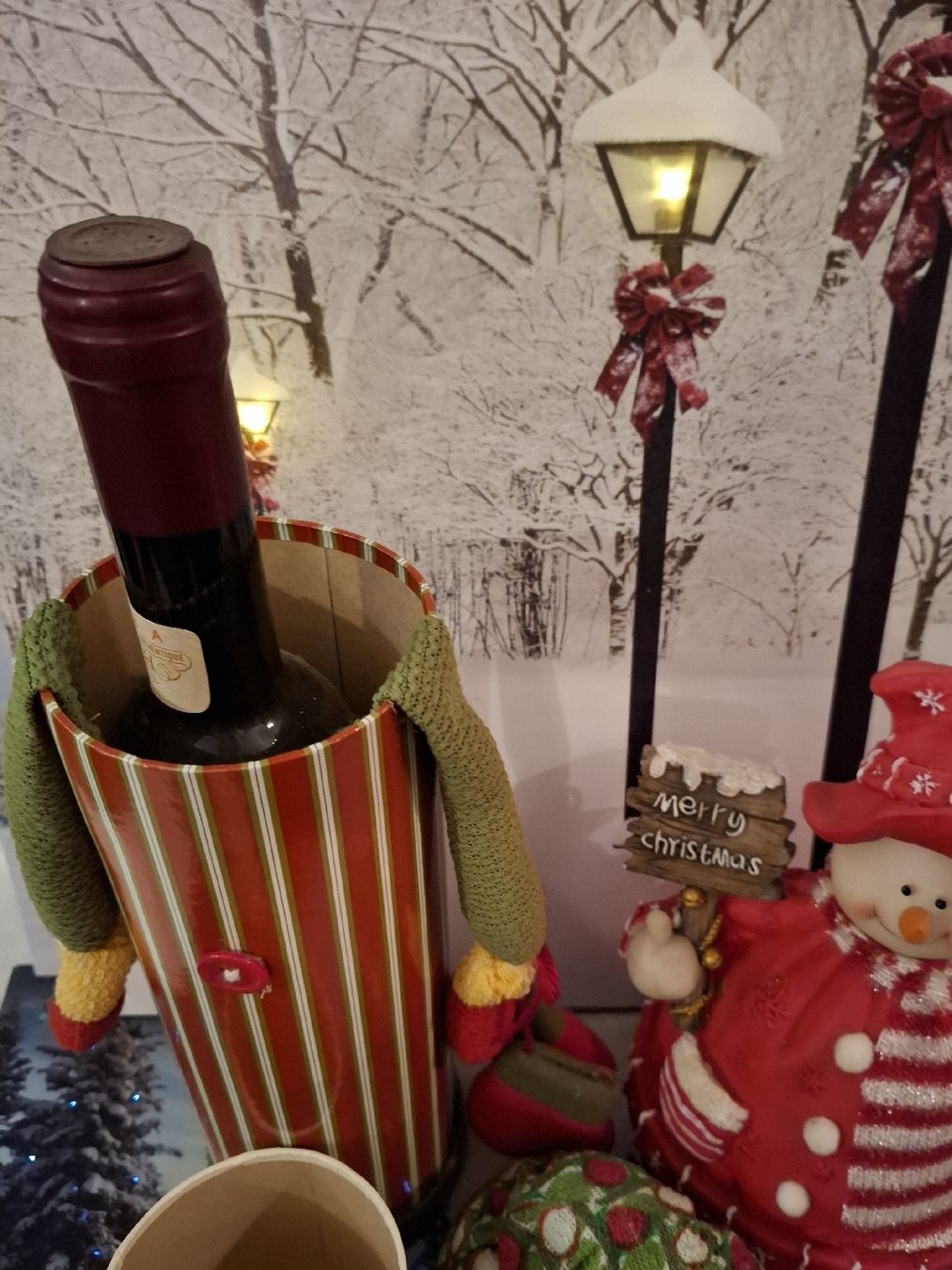Alle Dekorationen: FLASCHENGESCHENKBOX MIT SCHNEEMANN – Neu (gemäss Beschreibung) aus Gretzenbach von schibaya 3