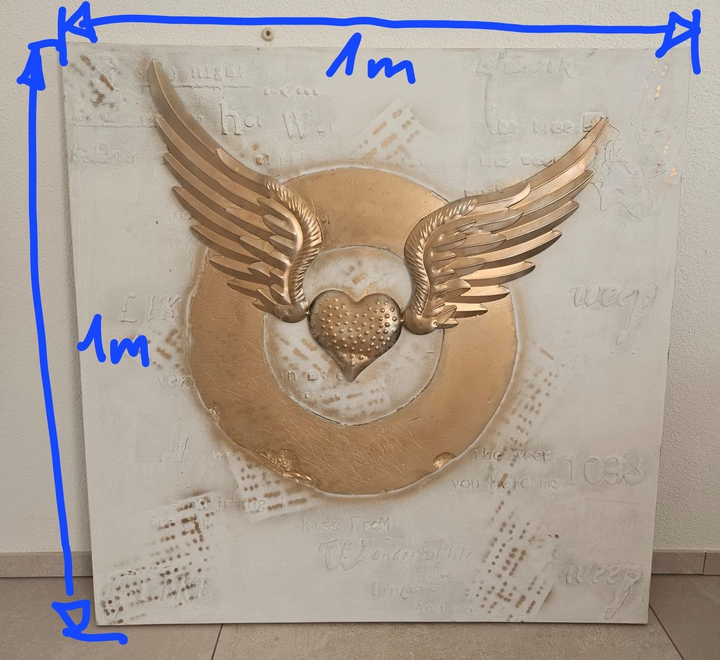 Dipinti: Goldener Wandbild-Engel, 100x100cm – Usato da Waltenschwil venduto da Neildet 1