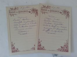 2 schöne alte Original-Menukarten mit Charme aus Frankreich