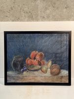 Still life painting with fruit and jug framed signed