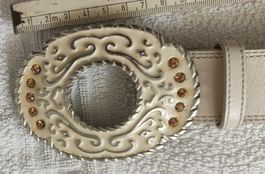 Gürtel Ledercreme Grösse 85 mit grosser Schnalle Holly Go...