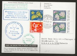 Ballon 1963 Schweiz Schlieren Fischbach Scherzingen Luftpost