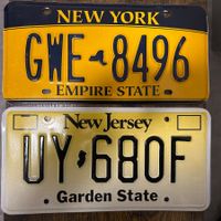  🇺🇸 U.S. 2x Autoschild (New York, New Jersey) - ORIGINAL 