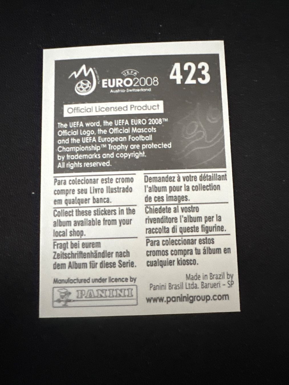 Panini Carte collezionabili: Panini UEFA EM 2008 Sticker - Nr. 423 – Usato da Sulz AG venduto da DealWerk 1