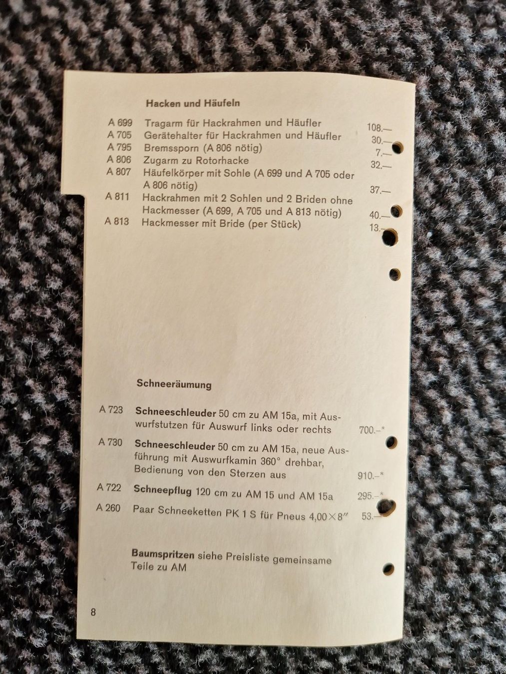 Aebi Documenti: Original Preisliste Aebi AM15 Motormäher – Usato da Dürnten venduto da Bachtel84 4