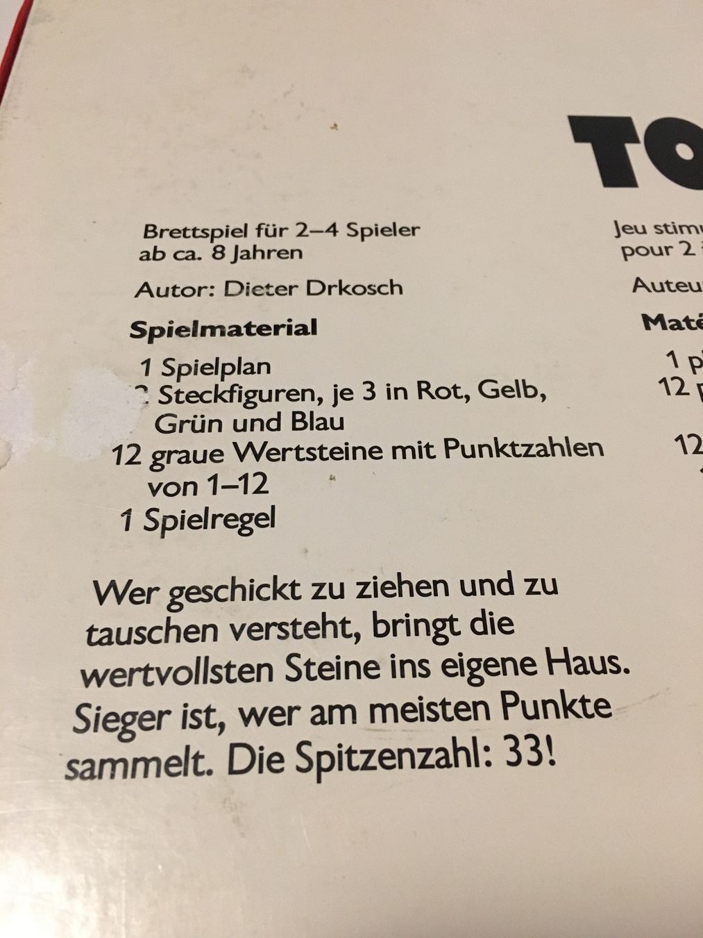 Giochi: TOP 33 - Spiel von Carlit - 1988 – Usato da Andwil SG venduto da Rainboli 5