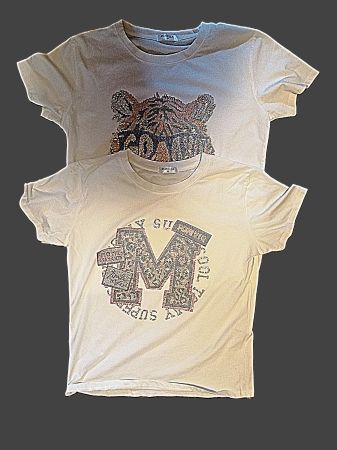 2 T-Shirts, Gr. S,  vorne Motive (kleine glitzernde Steine)