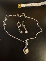 Nina Ricci Collier & Silberfarbene Clip-Ohrringe Set