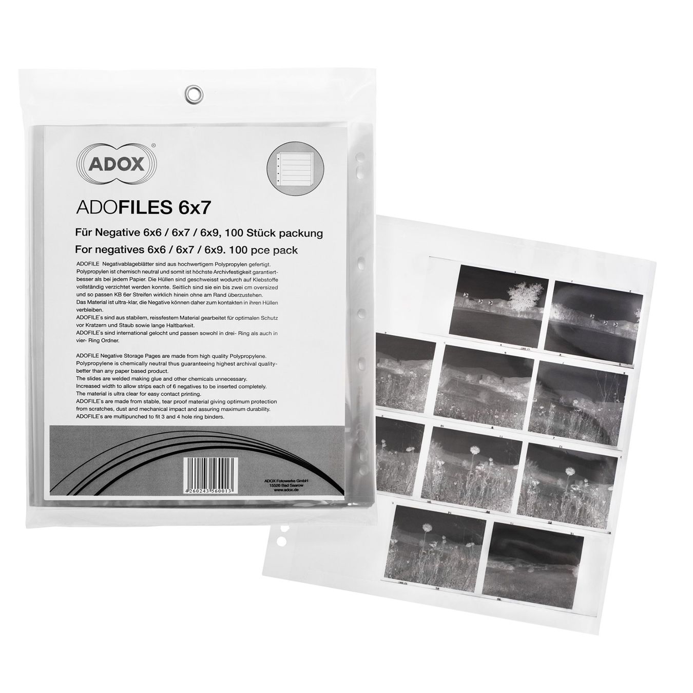 Adox Laboratorio & Camera oscura: ADOX Polypropylenhüllen Mittelformat 6x6/6x7/6x9 100Pack – Nuovo e nell'imballaggio originale da Geuensee venduto da Fotoneo