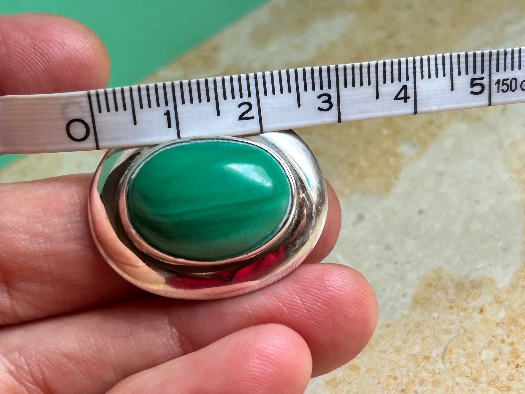 Ringe: Silberring Malachit Oval  verdbunden (61) – Gebraucht aus Dittingen von Bijoubelle 9