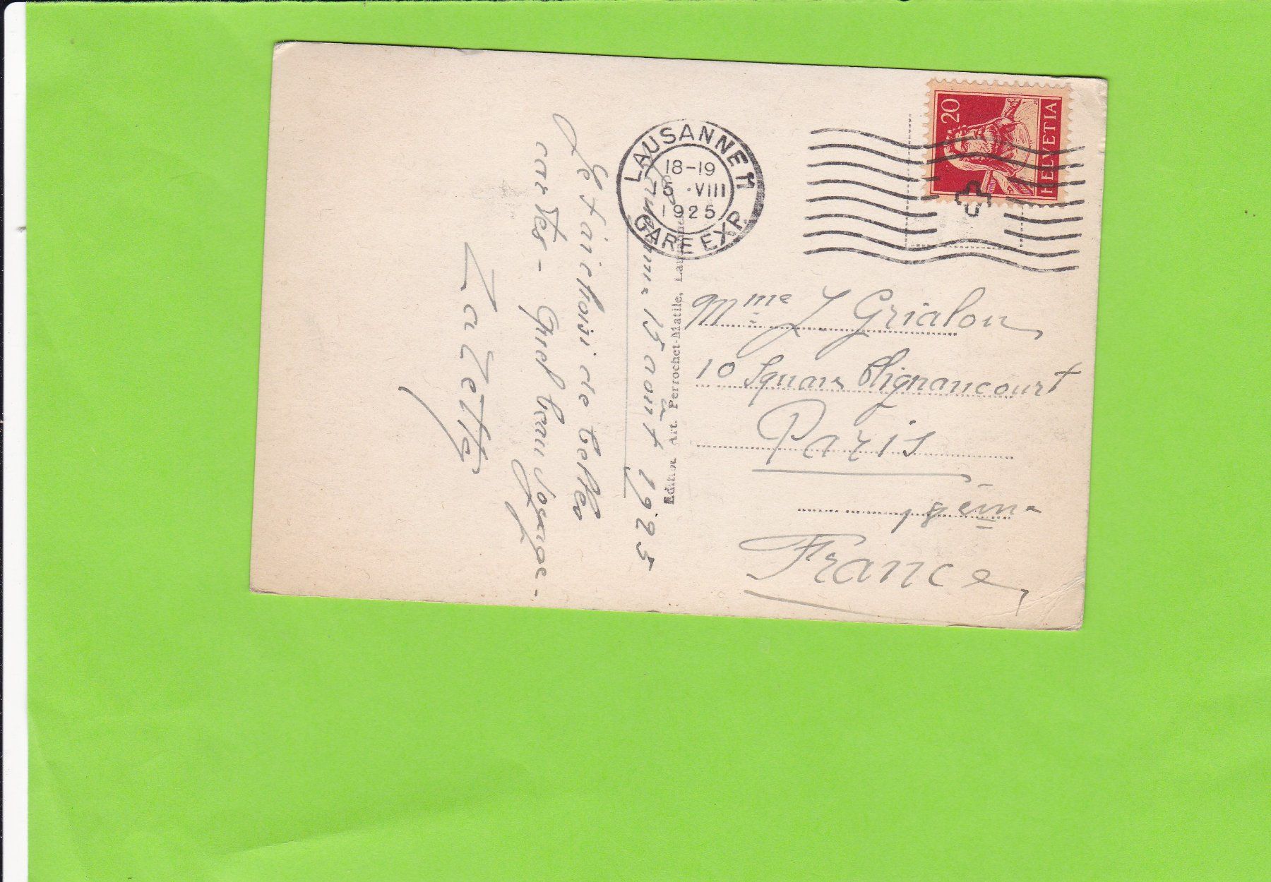 Cartoline postali: Ouchy-Lausanne--1925 – Usato da St. Peterzell venduto da neckertal 1