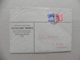 Brief Stempel Grenchen SO Uhren Fabrik Schacher Frères 1936