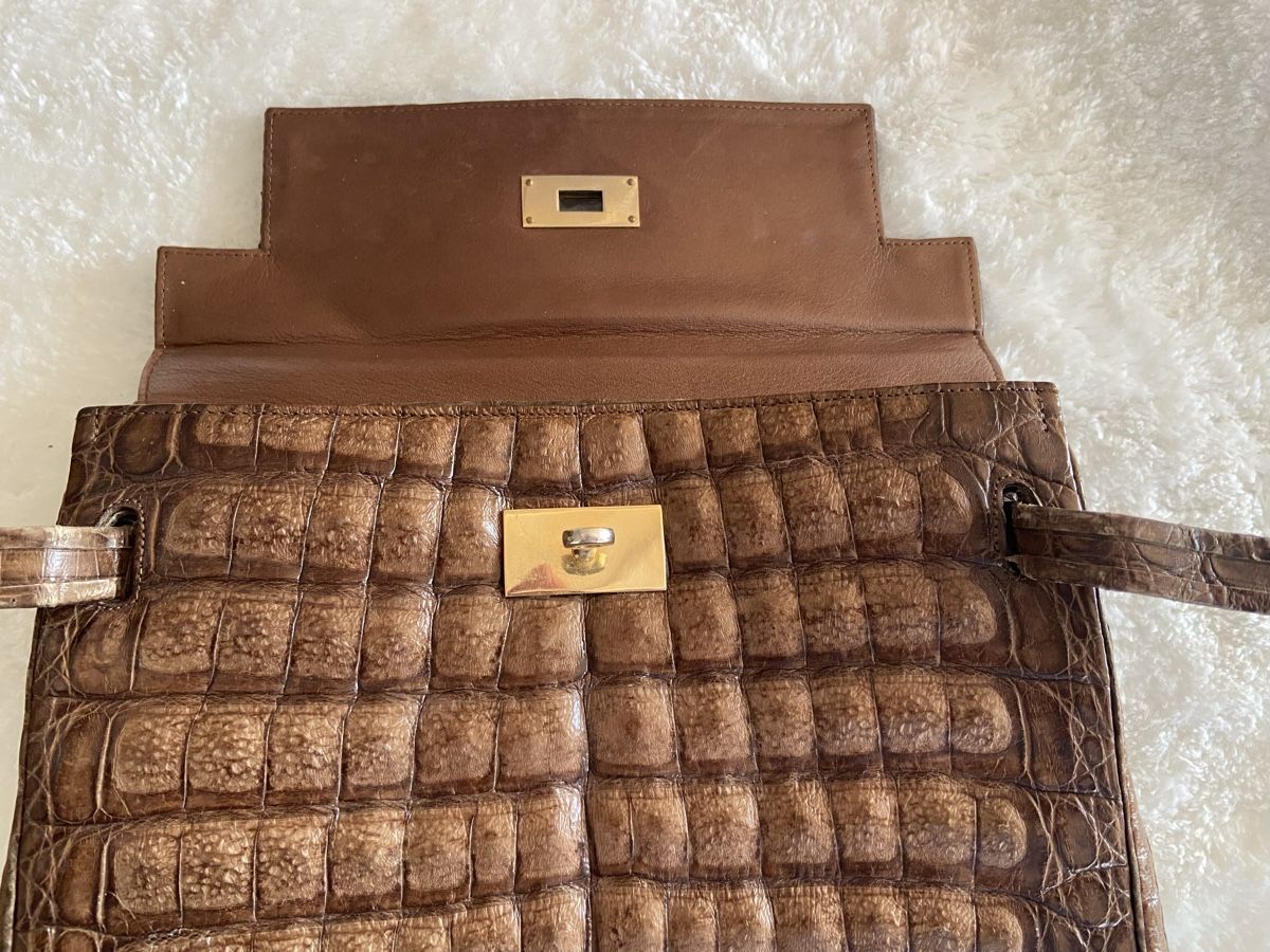 Taschen für Damen: Kroko Handtasche Echtleder Vintage  – Gebraucht aus Lohn SH von Winter03 5