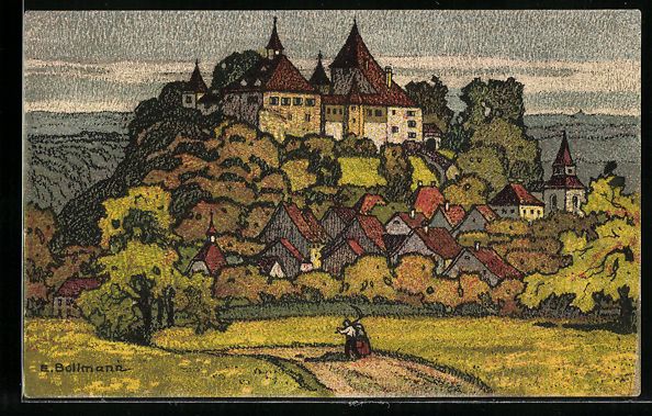 Cartoline postali: sign. E. Bollmann: Kyburg, Blick von S – Usato da Berlin venduto da bartko-reher