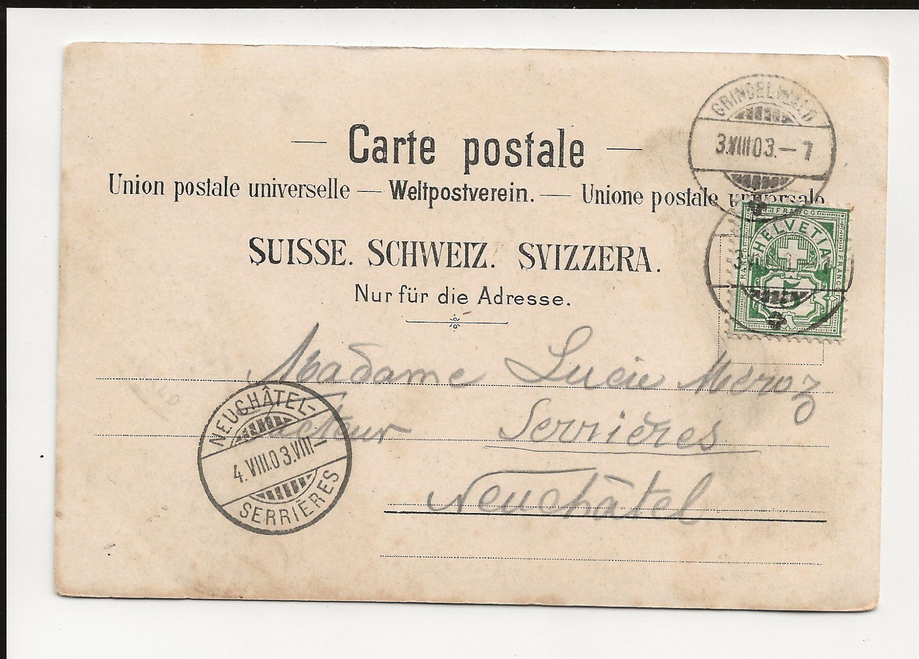 Cartoline postali: AK 1903 Grindelwald Lütschinenschlucht – Usato da Greifensee venduto da 315WDO 1