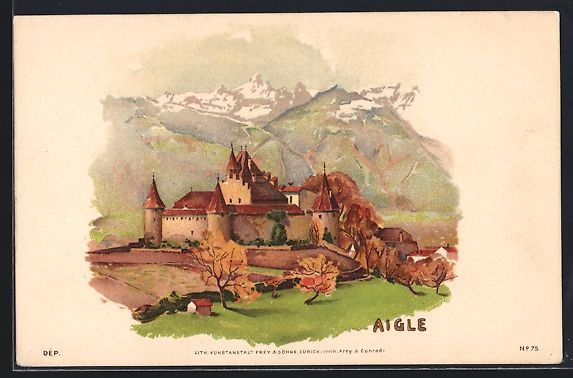 Cartoline postali: Aigle, Totalansicht der Burg – Usato da Berlin venduto da bartko-reher