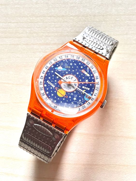 Swatch Uhr Space Time, Orange, Vintage, Top Zustand! (Neu (gemäss ...