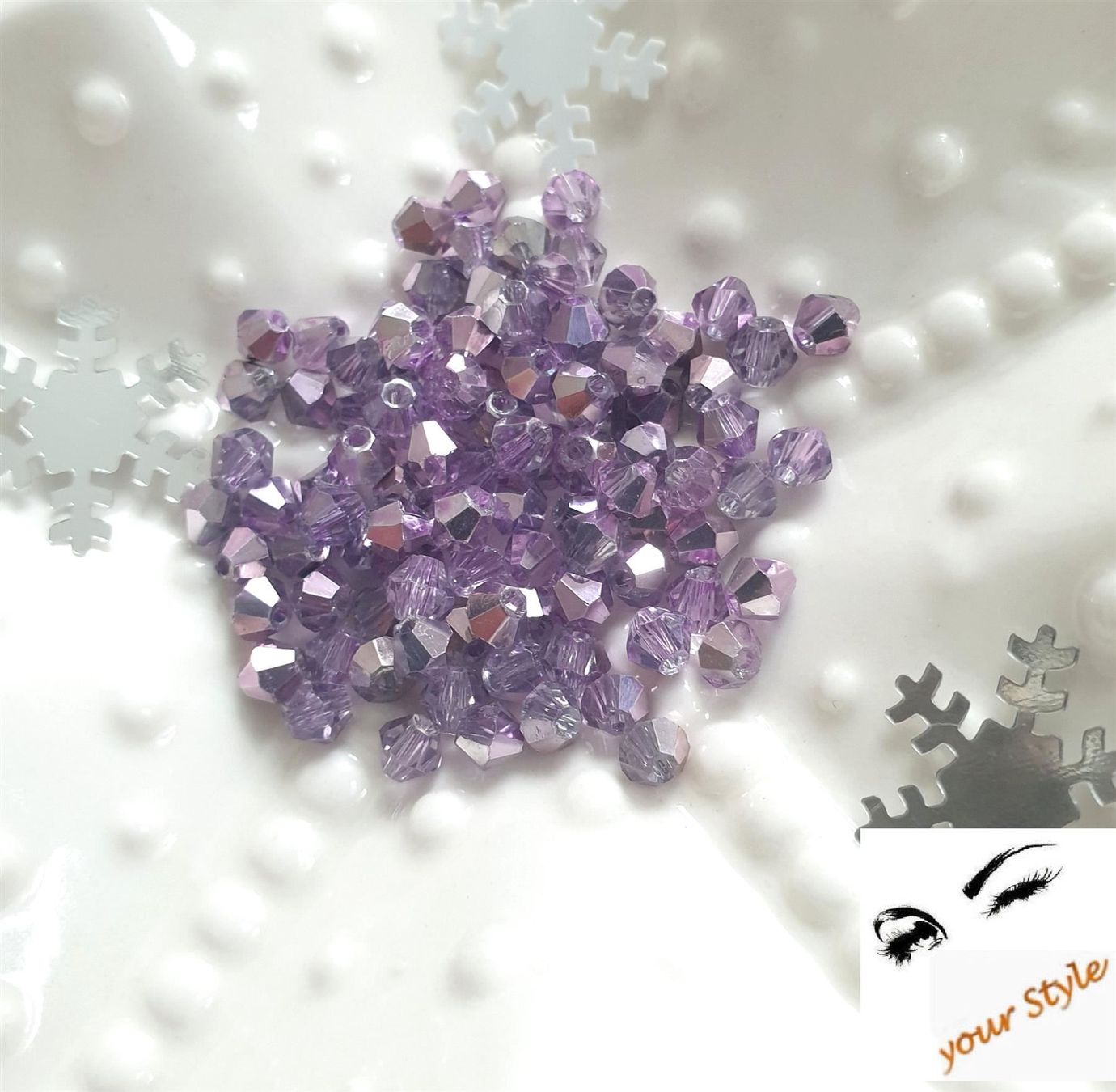 Perle (finte): 100 Stk. Glas- Perlen 4mm "shiny violet metallic" – Nuovo e nell'imballaggio originale da Oberglatt ZH venduto da -your-Style- 1