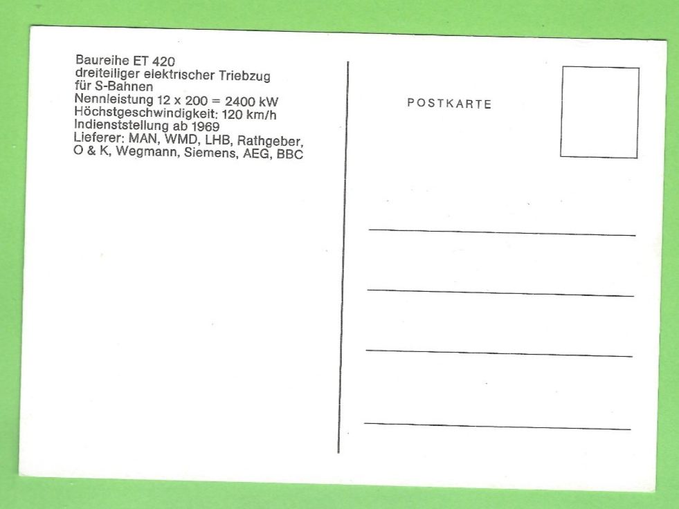 Ansichtskarten: ET 420 dreiteiliger Triebzug – Gebraucht aus Zürich von t24_de 1