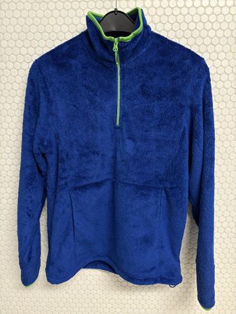 Flauschiger Fleece Pullover, blau-grün, Gr. M/L
