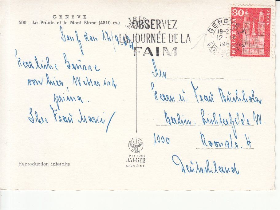 Cartoline postali: Genève 1962 – Usato da Bürglen TG venduto da StampGraf 1