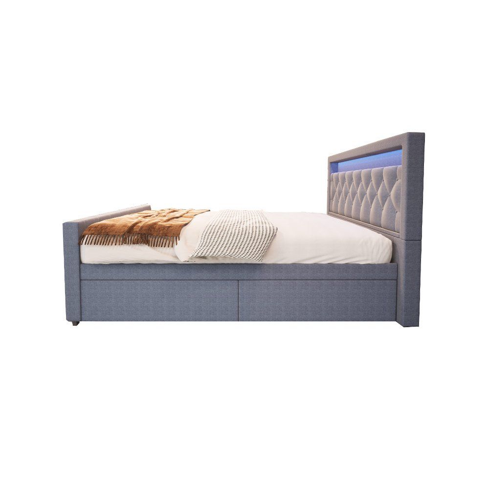 Letti: LED Polsterbett VERA - 140x200cm - Dunkelgrau – Nuovo e nell'imballaggio originale da Wallenwil venduto da toesstal-vertrieb 4
