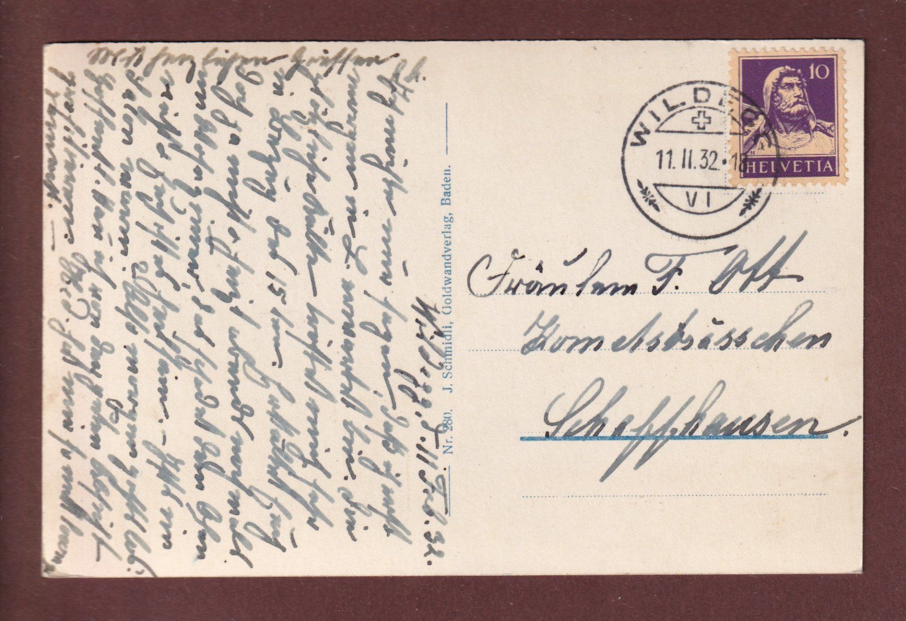 Cartoline postali: SCHLOSS WILDEGG - 1932 – Usato da Pully venduto da nicecards 1