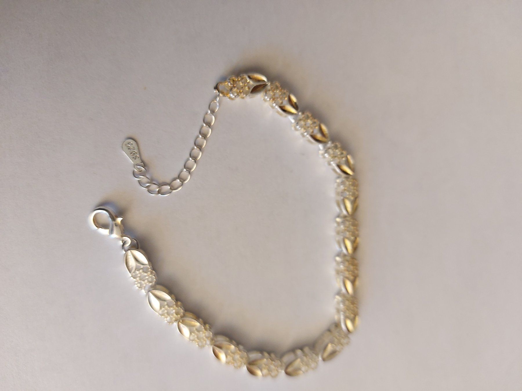 Bracciali & Braccialetti: Armband Silber 925 mit Blumenmuster und Steinchen – Nuovo (secondo la descrizione) da St. Gallen venduto da kamel27 2