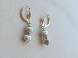 Süsswasser Perlen Ohrhänger mit Swarovski Kristall Silber925