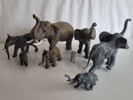 8 Stück, Elefanten Tierfiguren in Miniaturform
