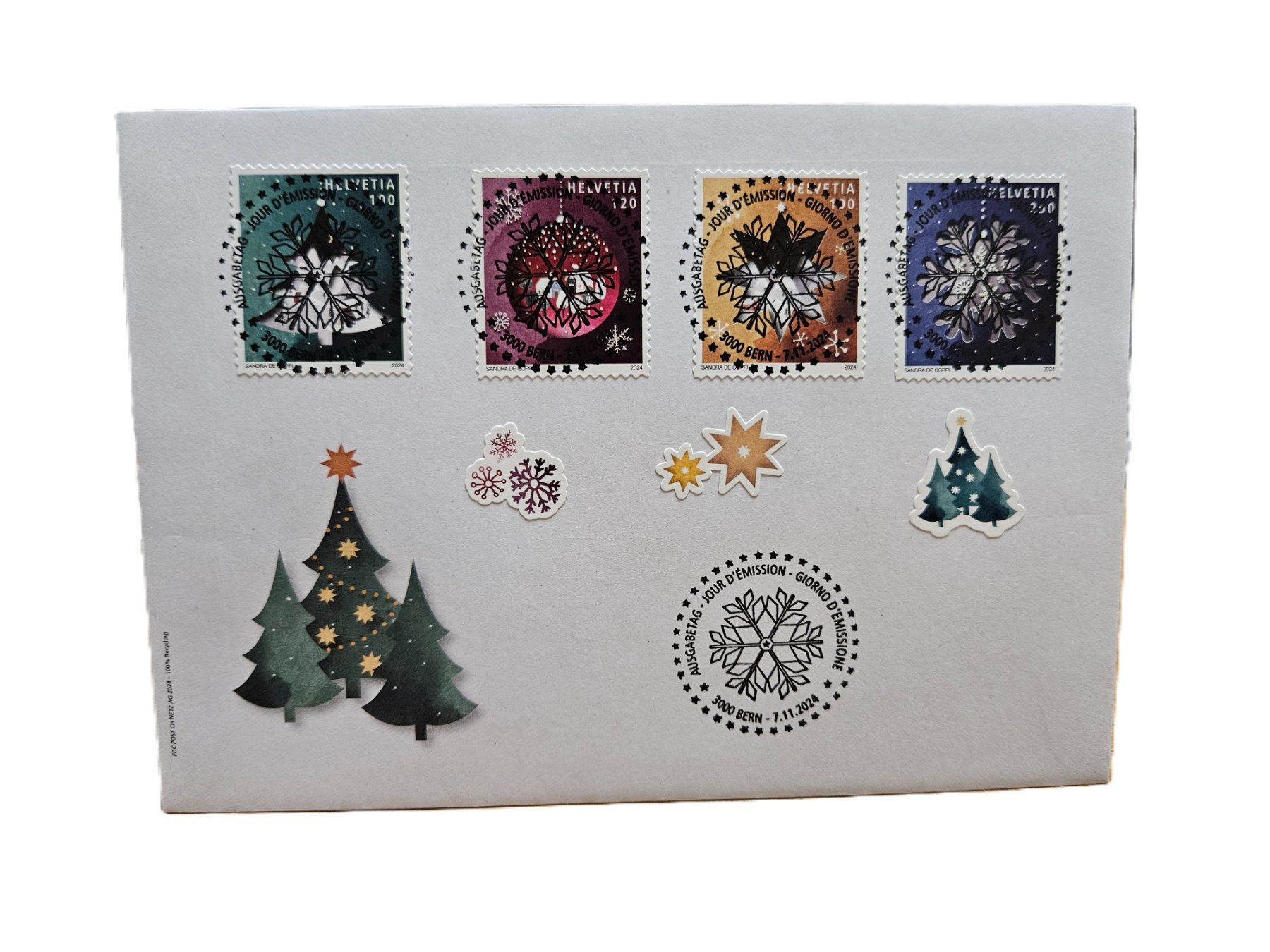 Tutti i francobolli: FDC Weihnachten 2024 aus Viererblock – Usato da Rickenbach SO venduto da Bytebull