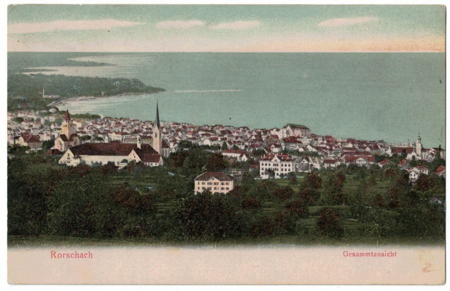 Cartoline postali: Rorschach, Gesamtansicht, gelaufen 1907 – Usato da Frauenfeld venduto da POML