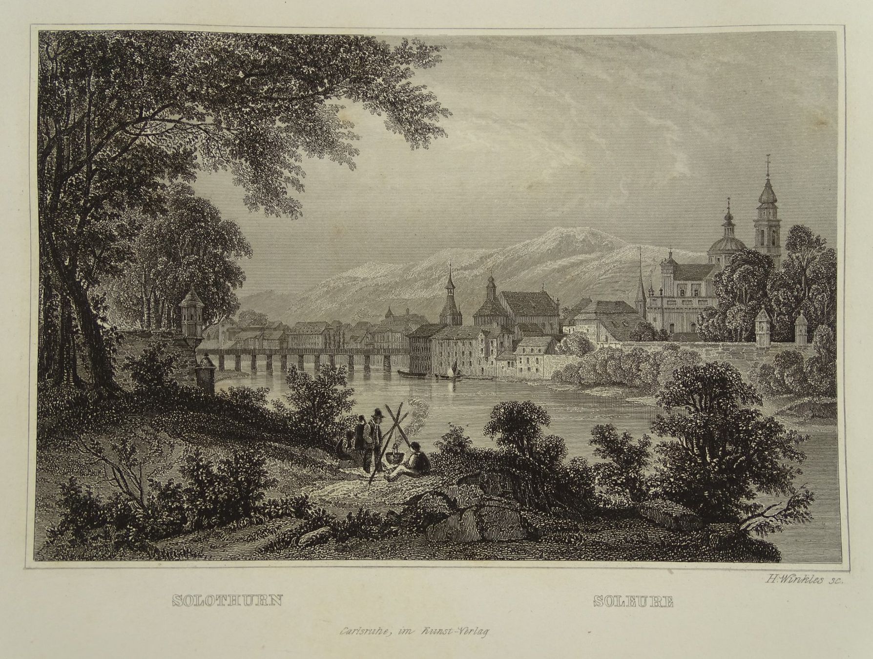 Stiche: SOLOTHURN, STAHLSTICH 1836/1838 – Gebraucht aus Grüningen von Kartensammler