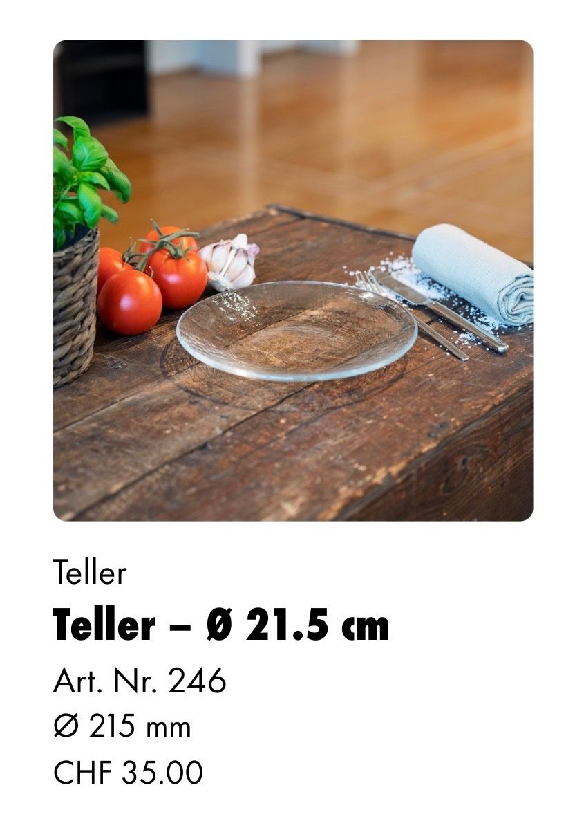 Glasi Hergiswil Gläser: Glasi Hergiswil Teller Set Glas 21.5 cm – Gebraucht aus Zürich von ppw21