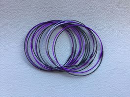 Lot 16x Bracelets noir/gris/violet 6,5cm