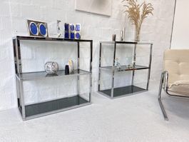 70er Jahre Chromstahl Regal - 2er Set