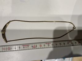 Halskette goldfarben mit Zirkonia und Mäander Design
