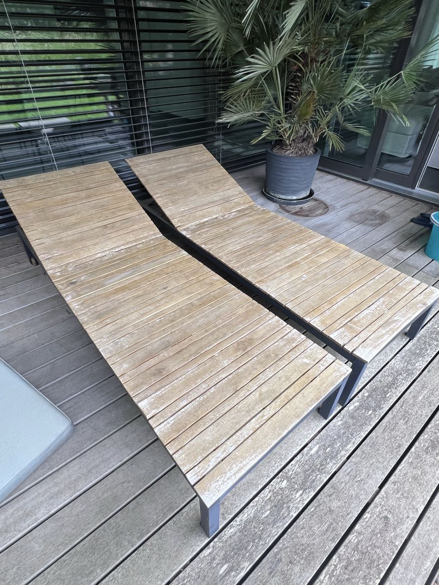 Sedie a sdraio: 2er Set Liegestühle Holz/Metal – Usato da Horgen venduto da laurakm 3