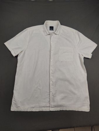 LEFTIES | chemise beige lin coton manches courtes | XL homme
