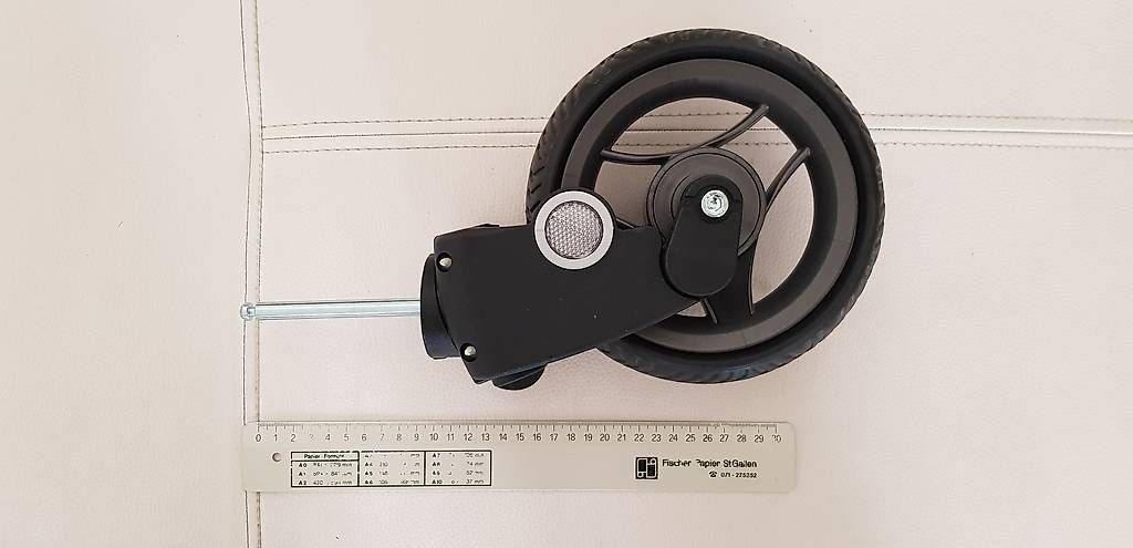 Kinderwagen: Teutonia Vorderrad dunkelgrau + Gabel für BeYou,Cosmo,Lambda – Gebraucht aus Winterthur von Happy-Baby 1