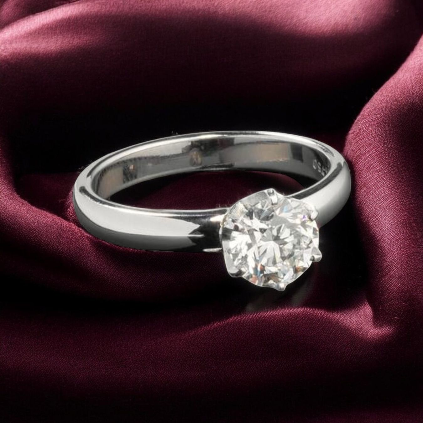 Anelli: 18 k White Gold Ring set with a solitaire diamond, 1.01ct, D – Usato da Morges venduto da 24time