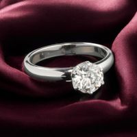 18 k White Gold Ring set with a solitaire diamond, 1.01ct, D