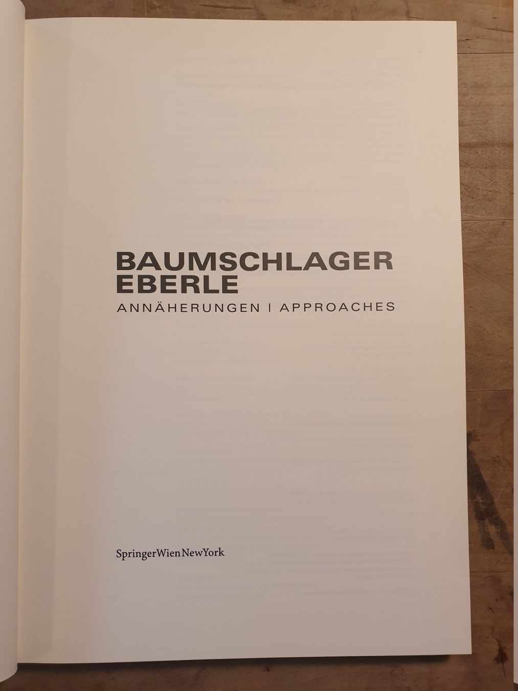 Bücher: Baumschlager Eberle Gert Walden Springer – Gebraucht aus Zürich von loosebone 1