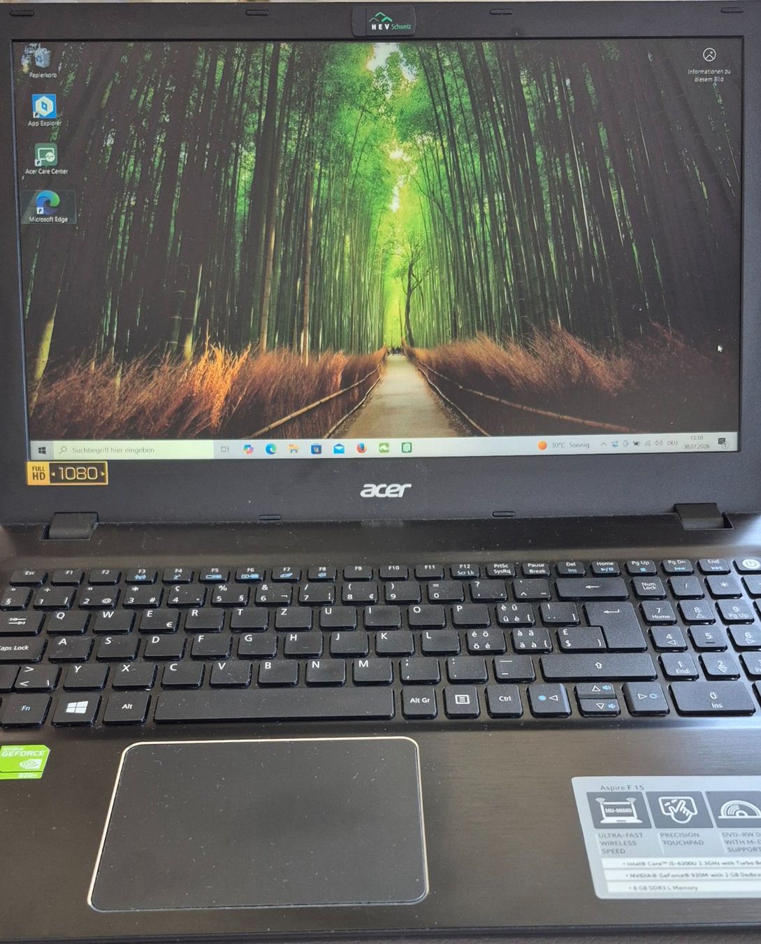 Acer Notebook: Notebook Acer Aspire F 15 – Usato da St.Gallen venduto da maribello 2
