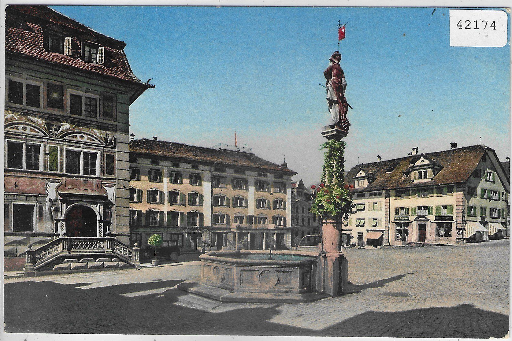 Cartoline postali: Schwyz - Hauptplatz - Litho – Usato da Ettingen venduto da Kartenplanet