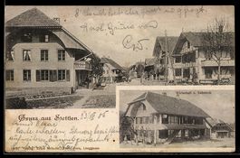 AK Stettlen, Gasthof z. Rebstock, Ortspartie mit Fachwerkhau